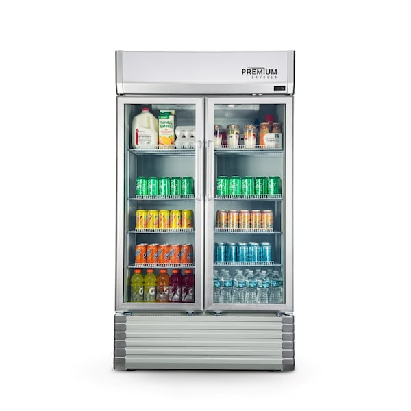 Premium Levella Premium Levella 29 cu. Ft Commercial Display Refrigerator Two Glass Door Merchandiser in Silver PRN290DX - main